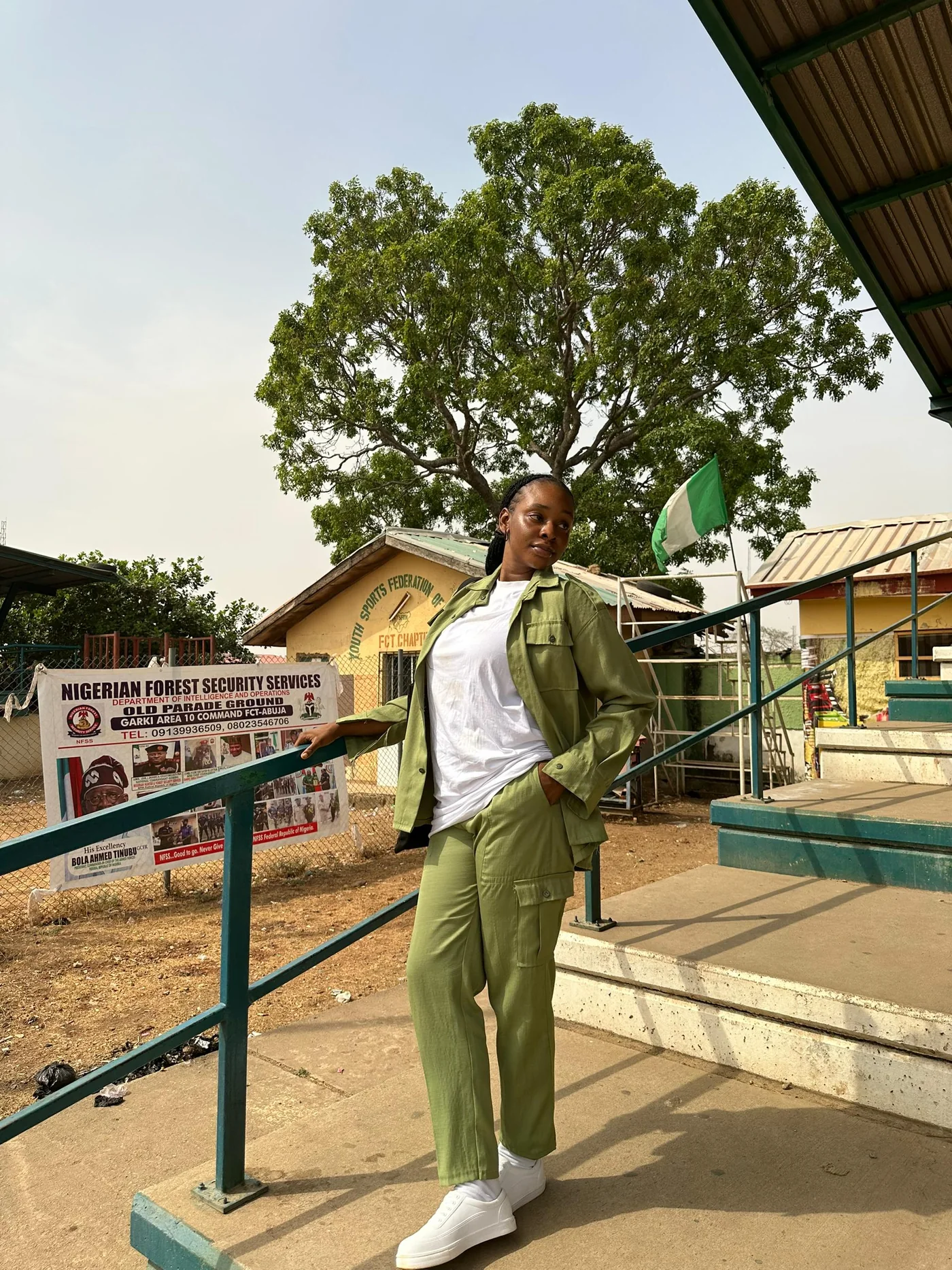 Peace in her NYSC uniform at camp